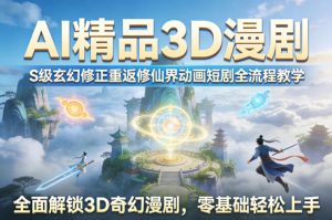AI精品3D漫剧S级玄幻修正重返修仙界动画短剧全流程教学,全面解锁3D奇幻漫剧,零基础轻松上手-第一资源库