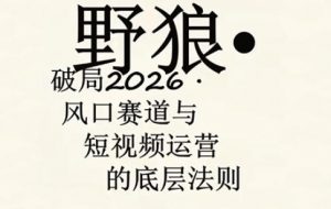 野狼团队·多平台实操运营课，覆盖AI口播、服装、好物、漫剪等热门玩法（更新4月）-第一资源库