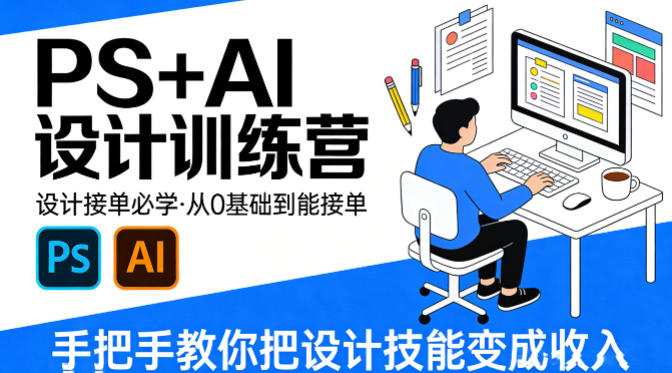 设计接单必学，PS+AI设计训练营，从0基础到能接单，手把手教你把设计技能变成收入-第一资源库