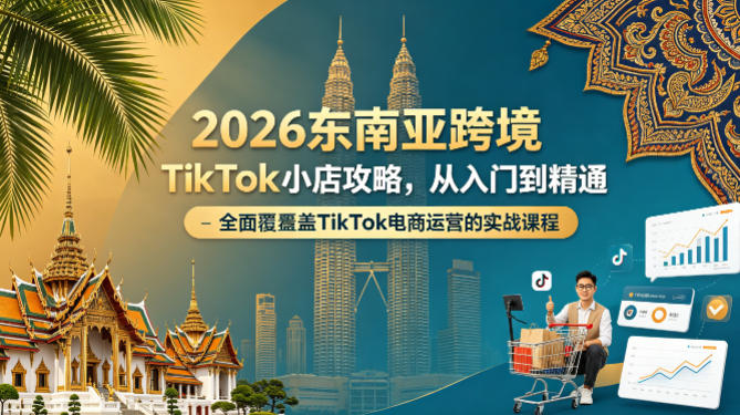 2026东南亚跨境TikTok小店攻略，从入门到精通、全面覆盖TikTok电商运营的实战课程（更新4月）-多金部落-社群网课资源站