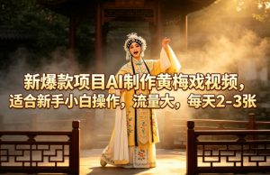 新爆款项目AI制作黄梅戏视频，适合新手小白操作，流量大，每天2-3张-第一资源库