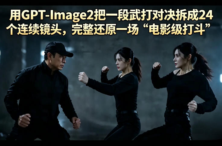 用GPT-Image2把一段武打对决拆成24个连续镜头，完整还原一场“电影级打斗”-多金部落-社群网课资源站