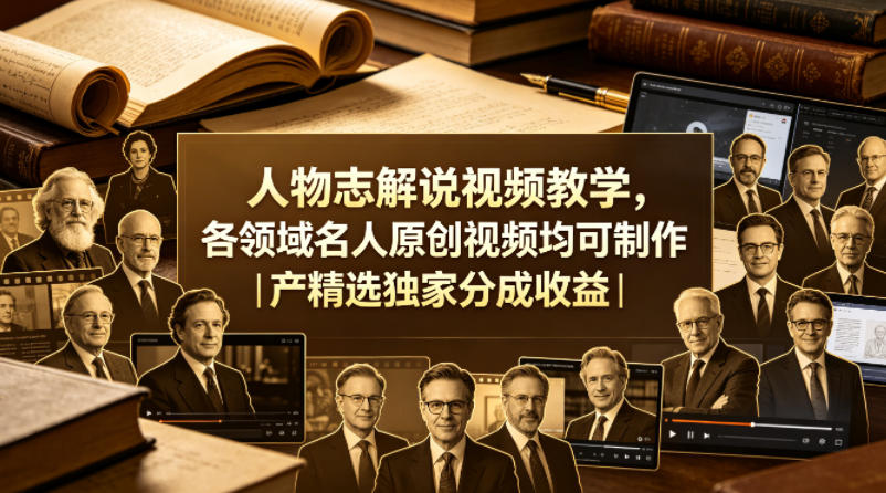 人物志解说视频教学，各领域名人原创视频均可制作丨精选独家分成收益-多金部落-社群网课资源站