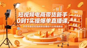 短视频电商带货新手0到1实操爆单直播课，手把手教你短视频带货爆技巧出单搞佣金-第一资源库