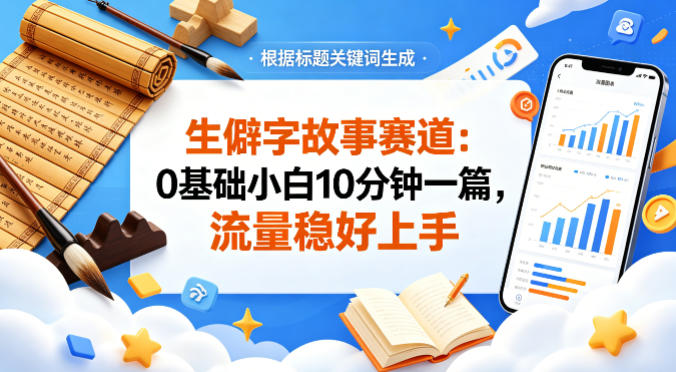 公众号流量主——生僻字故事赛道，流量稳，好上手，0基础小白也能10分钟一篇-第一资源库