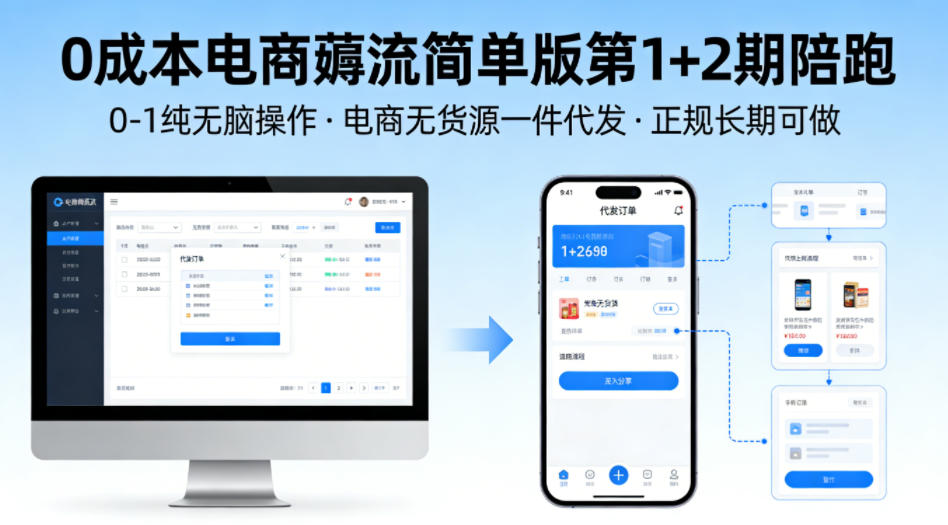 0成本电商薅流简单版第1+2期陪跑，0-1纯无脑操作，电商无货源一件代发，正规长期可做-第一资源库