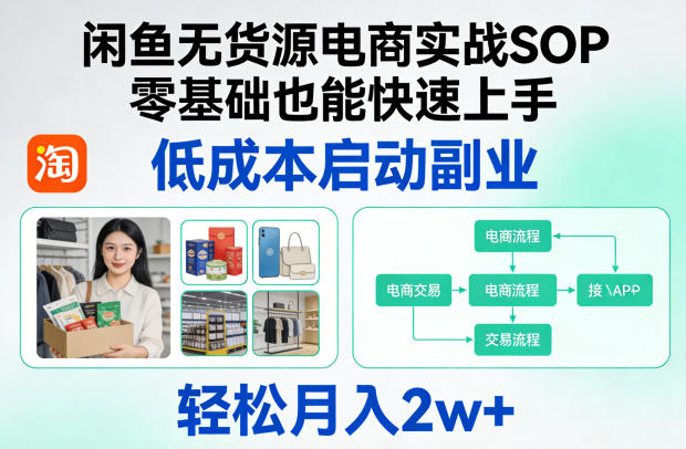 闲鱼无货源电商实战SOP，零基础也能快速上手，低成本启动副业，轻松月入2w+-第一资源库