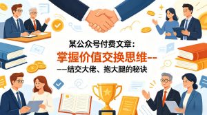 某公众号付费文章：掌握价值交换思维—-结交大佬、抱大腿的秘诀-第一资源库
