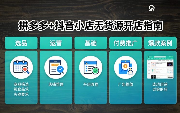 拼多多+抖音小店无货源开店，包括：选品、运营、基础、付费推广、爆款案例等(更新26年4月)-第一资源库