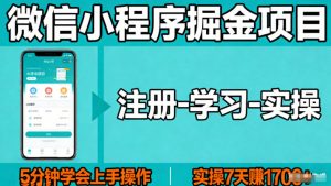 微信小程序掘金项目,项目很简单,5分钟就能学会上手操作,实操7天賺了1700+【揭秘】-第一资源库