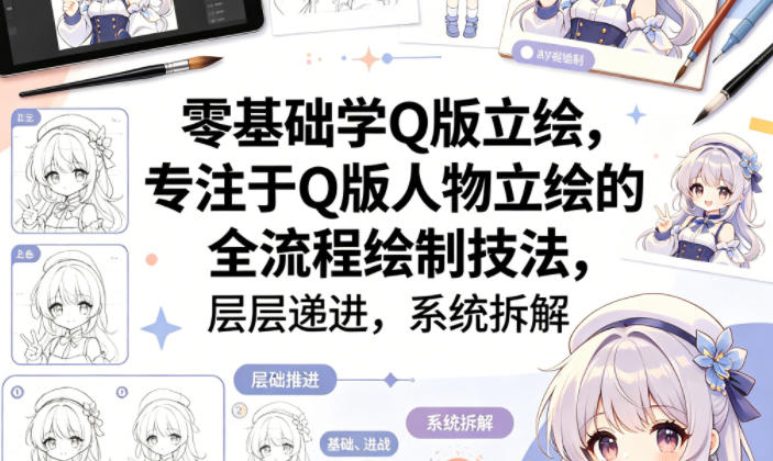 零基础学Q版立绘，专注于Q版人物立绘的全流程绘制技法，层层递进，系统拆解-第一资源库