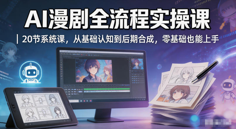 AI漫剧全流程实操课｜20节系统课，从基础认知到后期合成，零基础也能上手-第一资源库