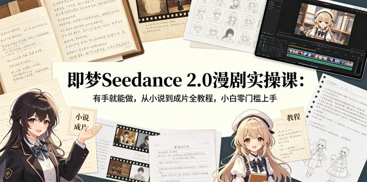即梦Seedance 2.0漫剧实操课：有手就能做，从小说到成片全教程，小白零门槛上手-第一资源库