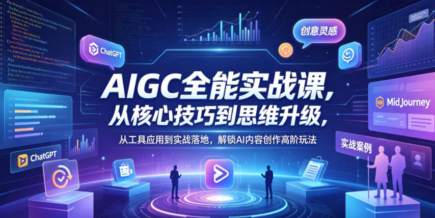 AIGC全能实战课，从核心技巧到思维升级，从工具应用到实战落地，解锁AI内容创作高阶玩法-第一资源库