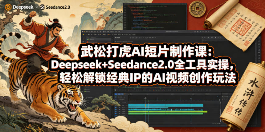 武松打虎AI短片制作课：Deepseek+Seedance2.0全工具实操，轻松解锁经典IP的AI视频创作玩法-第一资源库