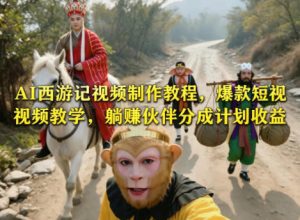 AI西游记视频制作教程,爆款短视频教学,躺賺伙伴分成计划收益-第一资源库