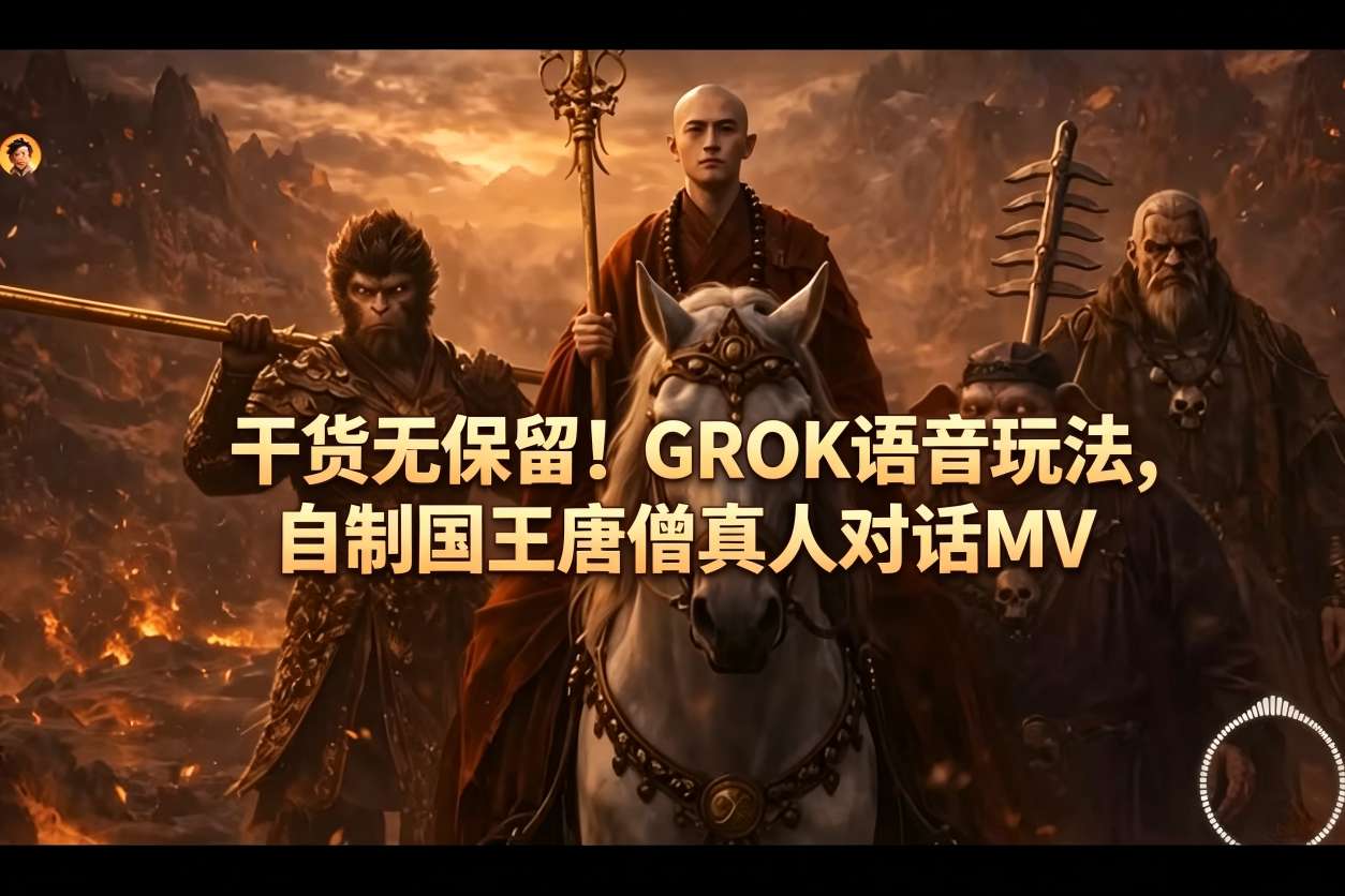 干货无保留！GROK语音玩法，自制国王唐僧真人对话MV-第一资源库