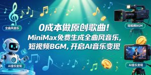 0成本做原创歌曲!MiniMax免费生成全曲风音乐,短视频BGM,开启AI音乐变现-第一资源库