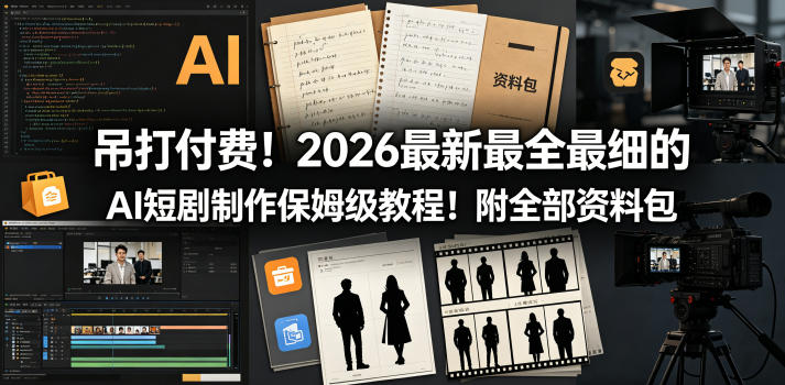 吊打付费！2026最新最全最细的AI短剧制作保姆级教程！附全部资料包-第一资源库