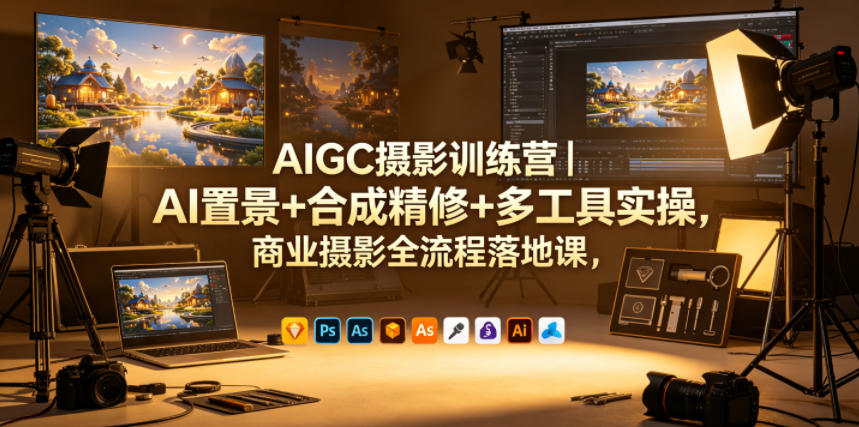 AIGC摄影训练营｜AI置景+合成精修+多工具实操，商业摄影全流程落地课-第一资源库