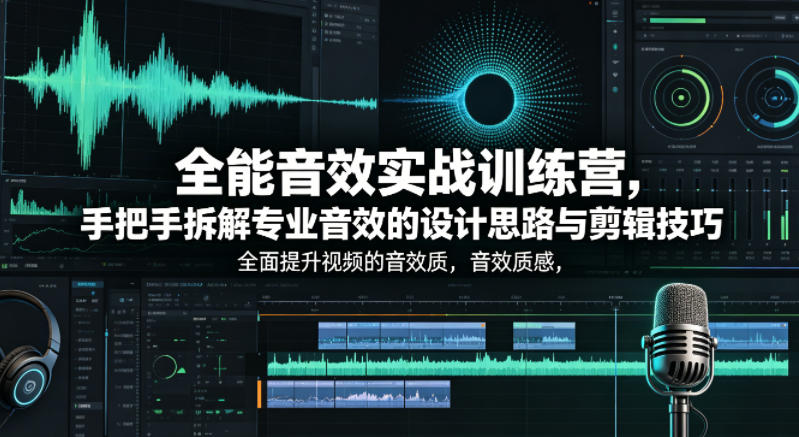 全能音效实战训练营，手把手拆解专业音效的设计思路与剪辑技巧，全面提升视频的音效质感-第一资源库
