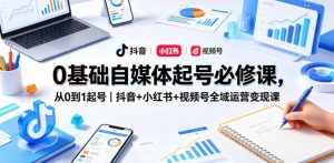 0基础自媒体起号必修课，从0到1起号｜抖音+小红书+视频号全域运营变现课-第一资源库