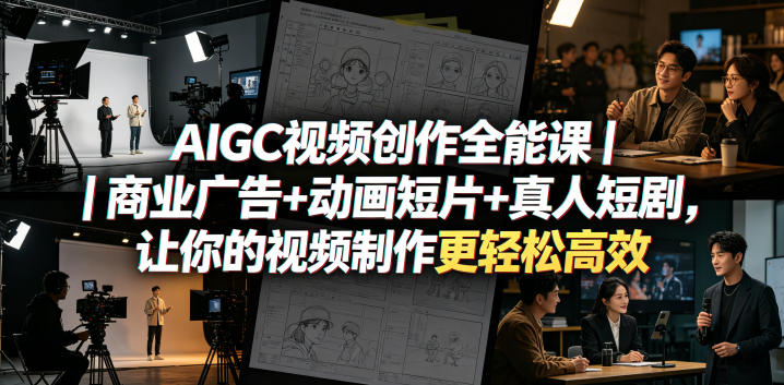 AIGC视频创作全能课｜商业广告+动画短片+真人短剧，让你的视频制作更轻松高效-第一资源库