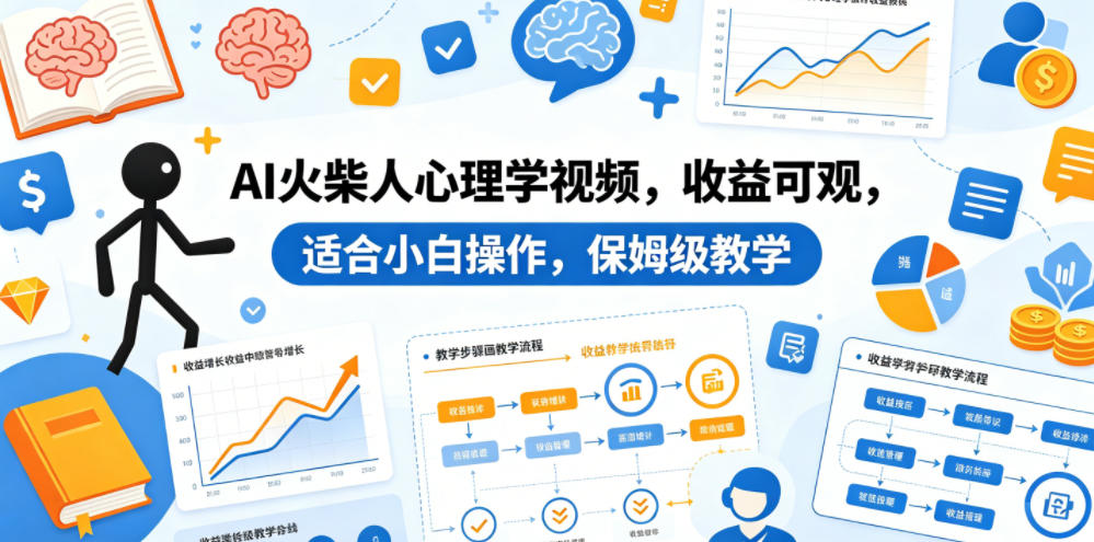 AI火柴人心理学视频，收益可观，适合小白操作，保姆级教学-第一资源库