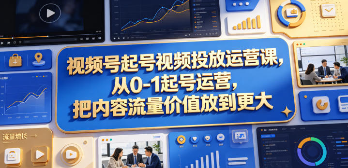 视频号起号视频投放运营课，从0-1起号运营，把内容流量价值放到更大-第一资源库