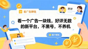 看一个广告一块钱，好评无数的新平台，不黑号，不养机，一部手机一天撸几十，可矩阵【揭秘】-第一资源库