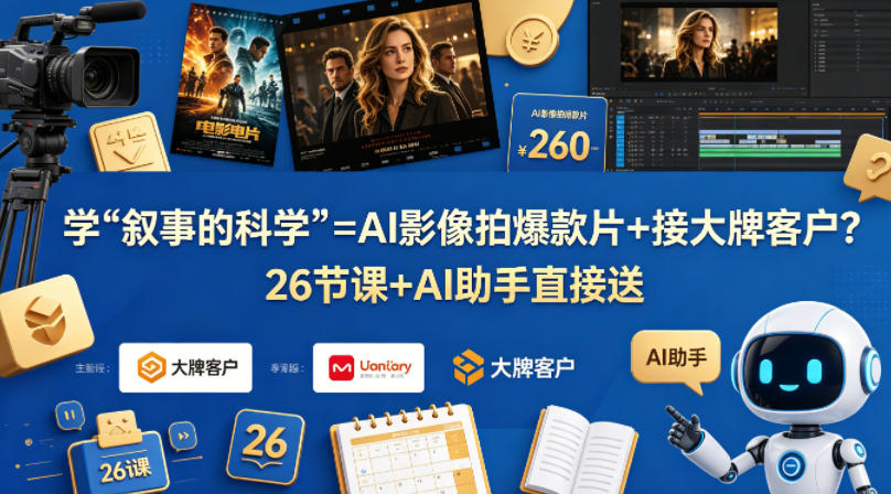 学《叙事的科学》=AI影像拍爆款片+接大牌客户？26节课+AI助手直接送【原创双语字幕】-第一资源库