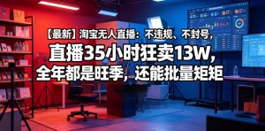 【最新】淘宝无人直播：不违规、不封号，直播35小时狂卖13W，全年都是旺季，还能批量矩阵操作【揭秘】-第一资源库