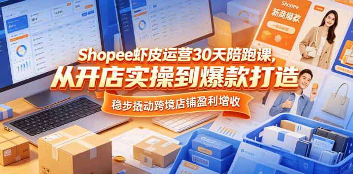 Shopee虾皮运营30天陪跑课，从开店实操到爆款打造，稳步撬动跨境店铺盈利增收-第一资源库