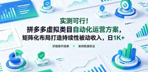实测可行!拼多多虚拟类目自动化运营方案,矩阵化布局打造持续性被动收入,日1K+【揭秘】-第一资源库