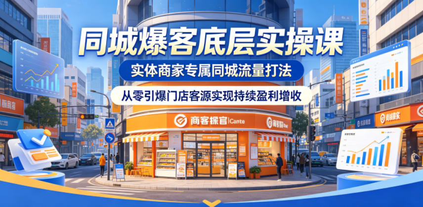 同城爆客底层实操课，实体商家专属同城流量打法，从零引爆门店客源实现持续盈利增收-第一资源库