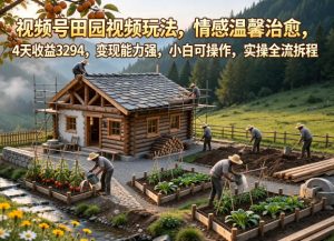 视频号田园视频玩法，情感温馨治愈，4天收益3294，变现能力强，小白可操作，实操全流程拆解-第一资源库