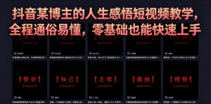 抖音某博主的灰太狼人生感悟短视频教学，全程通俗易懂，零基础也能快速上手-第一资源库