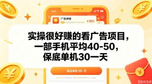 实操很好做的看广告项目,一部手机平均40-50,保底30单机一天【揭秘】-第一资源库