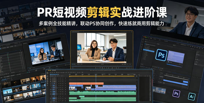 PR短视频剪辑实战进阶课，多案例全技能精讲，联动PS协同创作，快速练就商用剪辑能力-第一资源库