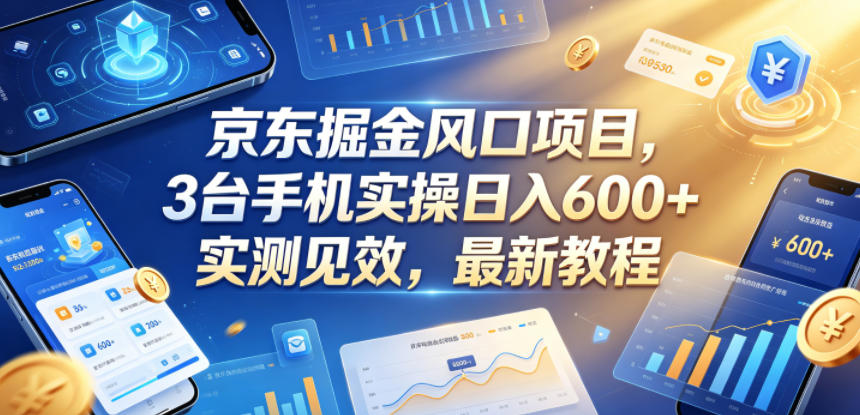 京东掘金风口项目，3台手机实操日入600+，实测见效，最新教程【揭秘】-第一资源库