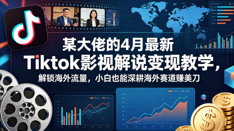某大佬的4月最新Tiktok影视解说变现教学，解锁海外流量，小白也能深耕海外赛道賺美刀（更新）-第一资源库