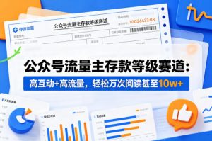 公众号流量主之存款等级赛道，高互动+高流量，轻松达到万次阅读，甚至10w+-第一资源库
