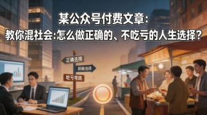 某公众号付费文章：教你混社会：怎么做正确的、不吃亏的人生选择？-第一资源库