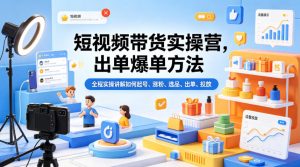 短视频带货实操营，出单爆单方法，全程实操讲解如何起号、涨粉、选品、出单、投放-第一资源库