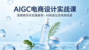 AIGC电商设计实战课，以清爽精华水为实操案例，教你用AI快速生成电商场景-第一资源库
