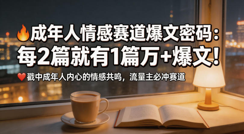 公众号流量主成年人情感心理赛道，流量最大，受众最广的主流赛道之一，平均每2篇就有1篇万爆文章-第一资源库