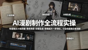 AI漫剧制作全流程实操，零基础从小说改编-角色场景-分镜生成-剪辑成片一步到位，小白也能独立做漫剧-第一资源库