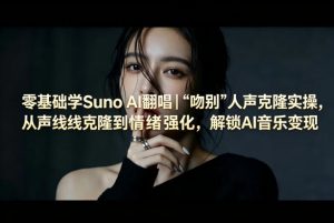 零基础学Suno AI翻唱｜《吻别》人声克隆实操，从声线克隆到情绪强化，解锁AI音乐变现-第一资源库