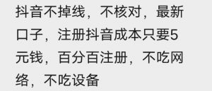 苹果手机抖音无限注册技术,不掉线不核对丨效果自测-第一资源库