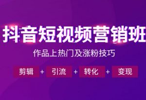 抖音短视频运营班,一门课学会作品上热门及涨粉技巧,引流转化剪辑变现(2026年5月)-第一资源库